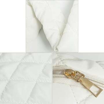 Ovida Women Large Puffy Tote Bag Quilted Down Cotton Padding Shoulder Bag Winter Warm Lightweight Handbag with Zip