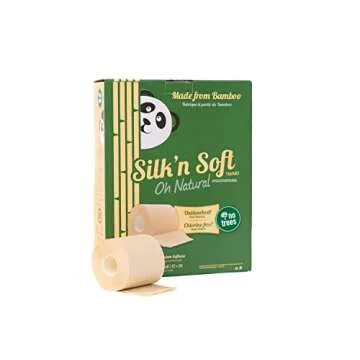 Silk'n Soft Unbleached Bamboo Toilet Paper - Tree-Free Environment Safe Biodegradable Septic-Safe Strong Dependable Panda Friendly Absorbent Bathroom Tissue 3-Ply Chlorine Free (12 Rolls)