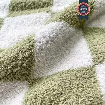 Fuzzy Checkered Throw Blanket Sage Green Blanket Throw Lightweight Blanket - Super Soft Warm Cozy Reversible Microfiber Blanket for Chair, Sofa, Couch, Bed, Camping, Travel (51''x63'', Sage Green)