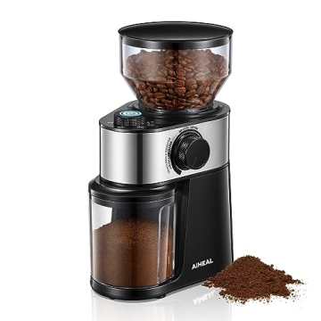 Aiheal Electric Burr Coffee Grinder with 18 Grind Settings and 2-14 Cup Capacity, Stylish and Easy t...