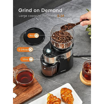 Electric Burr Coffee Grinder with Adjustable Settings, Aiheal