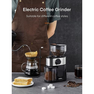 Electric Burr Coffee Grinder with Adjustable Settings, Aiheal