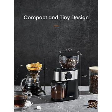 Electric Burr Coffee Grinder with Adjustable Settings, Aiheal