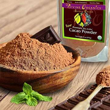 Divine Organics Raw Cacao Powder/Raw Cocoa Powder - Certified Organic - Premium Rio Arriba - Smoothi...