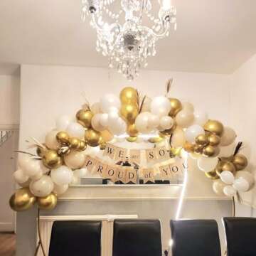 Elegant White Gold Balloons Pack for Every Celebration