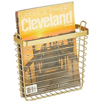 Stylish mDesign Farmhouse Magazine Wall Holder - Space Saver