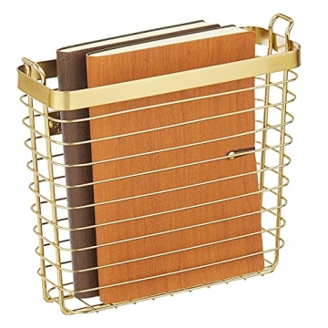 Stylish mDesign Farmhouse Magazine Wall Holder - Space Saver