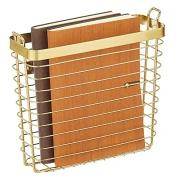 Stylish mDesign Farmhouse Magazine Wall Holder - Space Saver