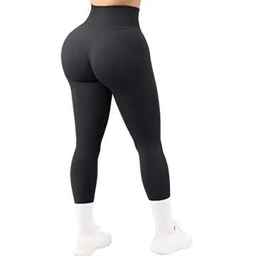 RUUHEE Women Seamless Butt Lifting Leggings High Waisted Tummy Control Workout Yoga Pants(Small,Black)