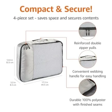 Amazon Basics 4 Piece Packing Travel Organizer Cubes Set