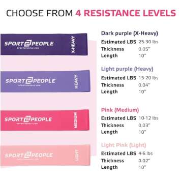 Resistance Band Set for Booty Building - 4 Pink Bands