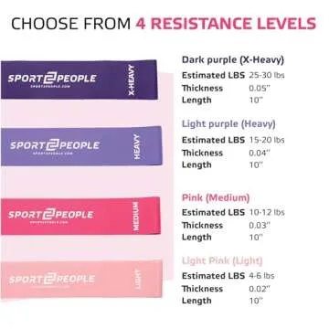 Resistance Band Set for Booty Building - 4 Pink Bands