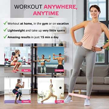 Resistance Band Set for Booty Building - 4 Pink Bands
