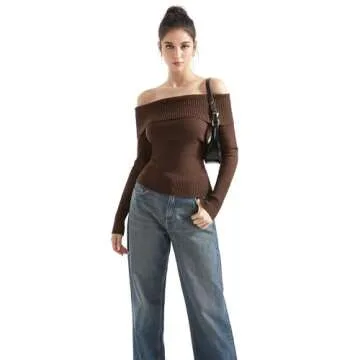 SUUKSESS Women Off Shoulder Sweater for Trendy Style