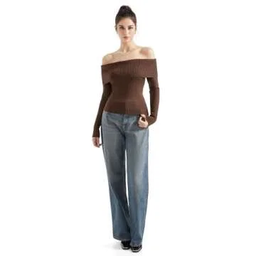 SUUKSESS Women Off Shoulder Sweater for Trendy Style
