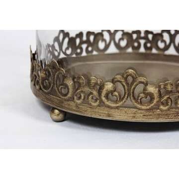 12" Tall Large Sturdy Handmade Glass Cloche Dome with Metal Base 11.4" H x 8" and 8" H x 5.5" in Set...