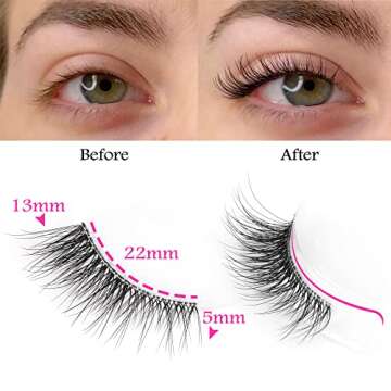 FANXITON Half Lashes Natural Look Wispy Cat Eye Lashes Fluffy 13 mm Clear Band Accent Short False Ey...