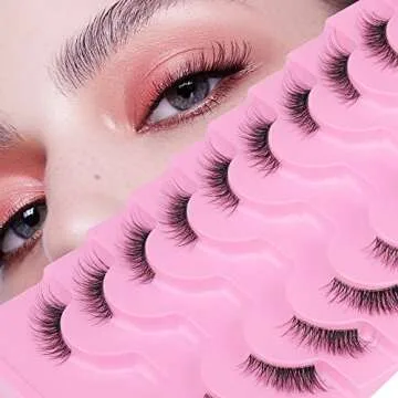 FANXITON Half Lashes Natural Look Wispy Cat Eye Lashes Fluffy 13 mm Clear Band Accent Short False Eyelashes that Look Like Extensions 10 Pairs