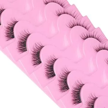 FANXITON Half Lashes Natural Look Wispy Cat Eye Lashes Fluffy 13 mm Clear Band Accent Short False Eyelashes that Look Like Extensions 10 Pairs
