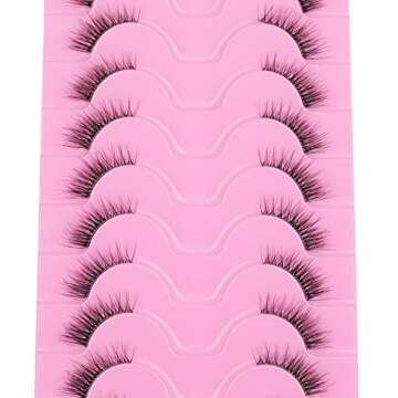 FANXITON Half Lashes Natural Look Wispy Cat Eye Lashes Fluffy 13 mm Clear Band Accent Short False Eyelashes that Look Like Extensions 10 Pairs