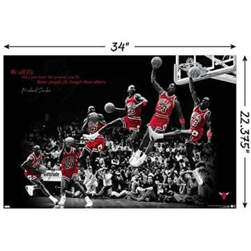 Trends International Michael Jordan - Fly Wall Poster, 22.375" x 34", Unframed Version