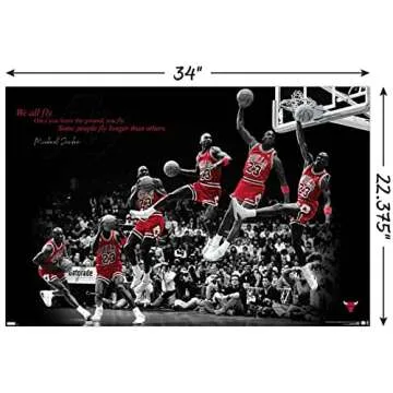 Trends International Michael Jordan - Fly Wall Poster, 22.375" x 34", Unframed Version