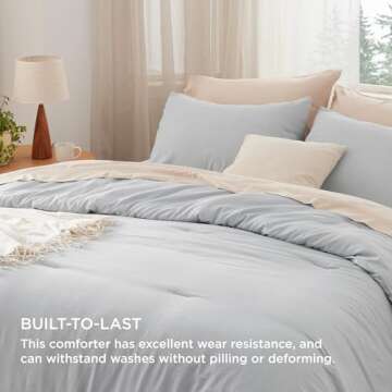 Bedsure Queen Size Comforter Set, Light Grey Soft Prewashed Bedding for All Seasons, 3 Pieces GentleSoft™ Warm Down Alternative Bed Set, 1 Lightweight Comforter (90"x90") and 2 Pillowcases (20"x26")