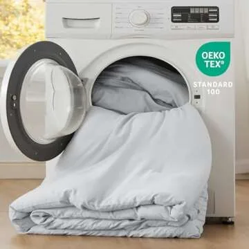 Bedsure Queen Size Comforter Set, Light Grey Soft Prewashed Bedding for All Seasons, 3 Pieces GentleSoft™ Warm Down Alternative Bed Set, 1 Lightweight Comforter (90"x90") and 2 Pillowcases (20"x26")