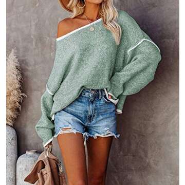 SALENT Women's Soft Oversized Sweaters Long Sleeve Crew Neck Chunky Knit Casual Tunic Knitwear Tops ...