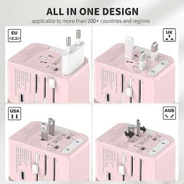 EPICKA Universal Travel Adapter with 3 USB-C, 2 USB-A Ports for Global Use