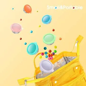 6x1.6 oz Salad Dressing Container To Go, Fits in Bento Box for Lunch, 18/8 Stainless Steel Condiment Containers with Lids, Easy Open, Leakproof, Rainbow Color Reusable Small Dipping Sauce Cups Set