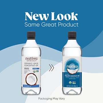 Nutiva Organic Liquid Fractionated Coconut Oil, 32 Oz, USDA Organic, Non-GMO, Non-BPA, Vegan, Keto, Paleo, Use for Cooking or Moisturizer for Skin, Massage and Hair