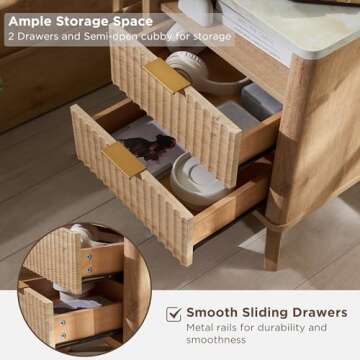 T4TREAM Fluted Nightstand with Charging Station