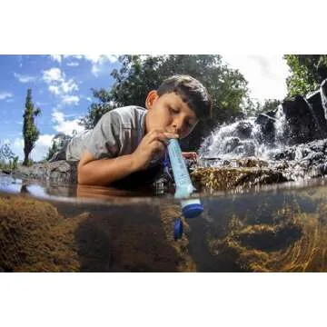 LifeStraw Personal Water Filter for Hiking, Camping, Travel, and Emergency Preparedness, Navy Blue