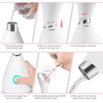 Portable Facial Steamer Nano Face Steamer Warm Mist Home Skin Spa Steamers for Sinuses Acne Pores Cleanse Blackhead Remover Kit Mask Brush