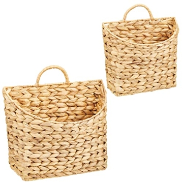 mDesign Woven Hyacinth Wall-Mount Storage Baskets Set