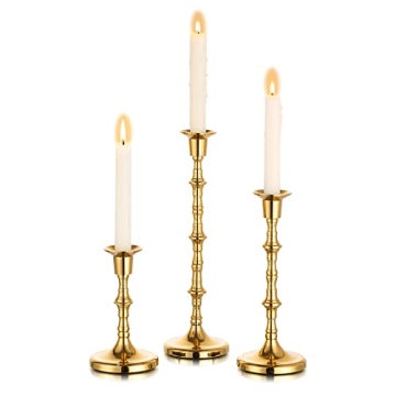 Nuptio Gold Candle Holders Set for Elegant Home Decor