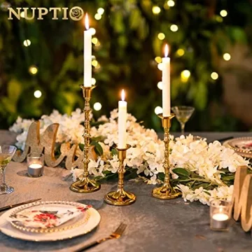 Nuptio Gold Candle Holders Set for Elegant Home Decor