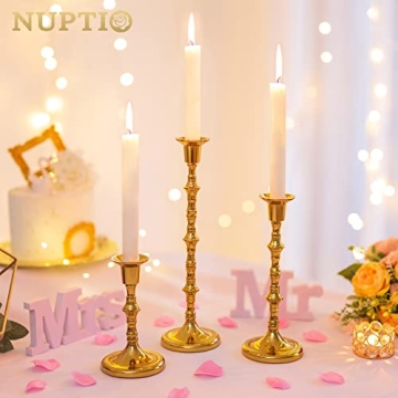 Nuptio Gold Candle Holders Set for Elegant Home Decor