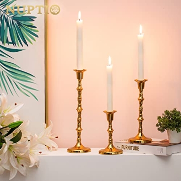 Nuptio Gold Candle Holders Set for Elegant Home Decor