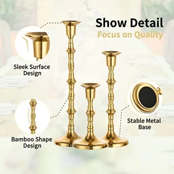 Nuptio Gold Candle Holders Set for Elegant Home Decor