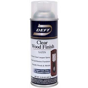 Deft Inc. Deft 037125017132 Interior Clear Wood Finish Satin Lacquer with 12.25-Ounce Aerosol Spray