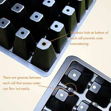 Gardzen Seed Starter Tray, 5 Pack Smiling Face Plant Germination Trays with Total 350-Cell, Seed Starter Kit with Humidity Vented Domes and Bases for Starting Vegetable Flower Herb Seeds 18" x 14"