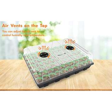 Gardzen Seed Starter Tray, 5 Pack Smiling Face Plant Germination Trays with Total 350-Cell, Seed Starter Kit with Humidity Vented Domes and Bases for Starting Vegetable Flower Herb Seeds 18" x 14"