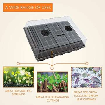 Gardzen Seed Starter Tray, 5 Pack Smiling Face Plant Germination Trays with Total 350-Cell, Seed Starter Kit with Humidity Vented Domes and Bases for Starting Vegetable Flower Herb Seeds 18" x 14"