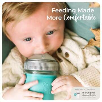 Mason Bottle 8oz Silicone Sleeve (1-Pack) - Regular Mouth Sleeve - Non-Toxic, Dishwasher Safe for Extra Grip & Protection - Made in USA (Jar NOT Included)