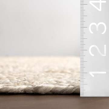 nuLOOM 3x5 Rigo Jute Hand Woven Area Rug, Off White, Solid Farmhouse Design, Natural Fiber, For Bedr...