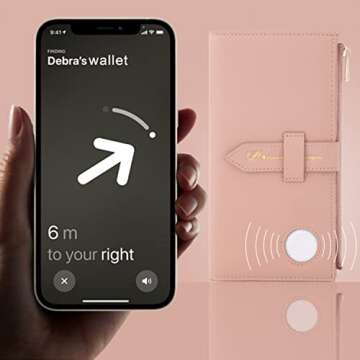 Airtag Passport Wallet for Women, RFID Blocking Passport Holder with Credit Card Holder, Large Bifold Wallets Clutch for Ladies, Slim Thin Leather Travel Document Organizer with Zipper Pocket, Pink