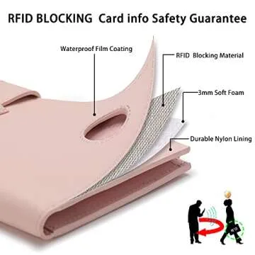 Airtag Passport Wallet for Women, RFID Blocking Passport Holder with Credit Card Holder, Large Bifold Wallets Clutch for Ladies, Slim Thin Leather Travel Document Organizer with Zipper Pocket, Pink