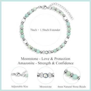 JoycuFF Trendy Amazonite Moonstone Bracelets for Women